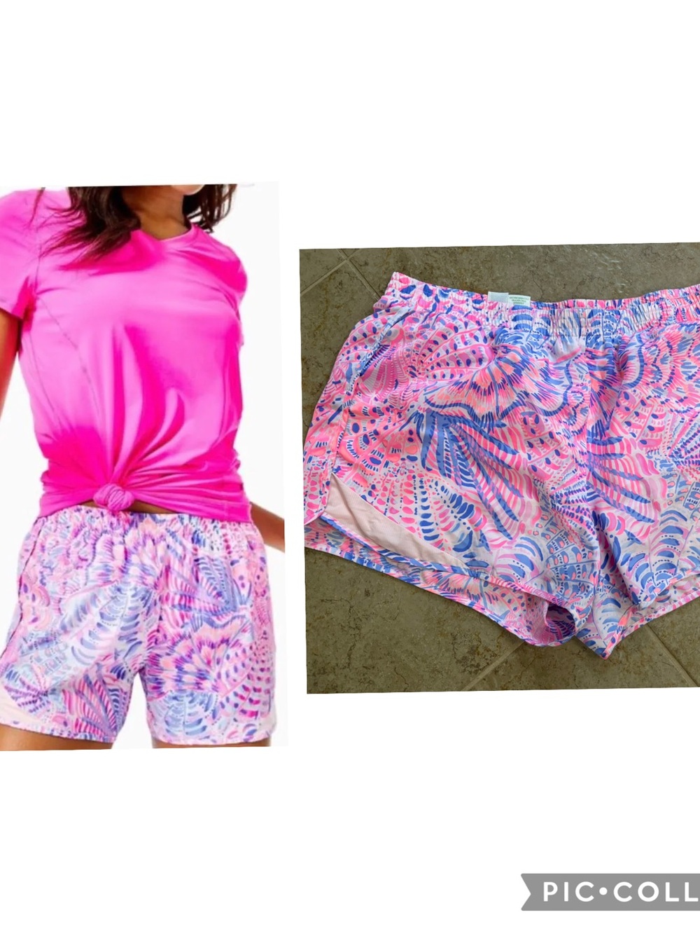 Lilly Pulitzer Pink & purple Tropical Print Athletic Luxletic Ocean Trail Shorts